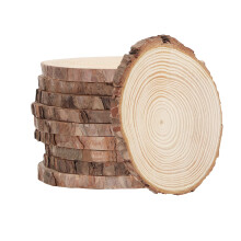 10pcs Natural Wood Slices with Bark 15cm Round Wood Craft Discs for DIY Art and Decoration