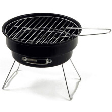 Portable Charcoal Grill Round Tabletop BBQ, Durable Carbon Steel for Camping, Patio and Garden