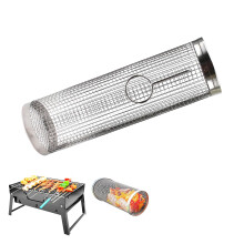 Stainless Steel Grilling Basket for Vegetables and French Fries, Compact BBQ Grill Accessory 7.87/11.81in