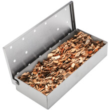 BBQ Smoker Box Stainless Steel Bucket Design for Wood Chips with Hinged Lid, Smoky Flavor Enhancement