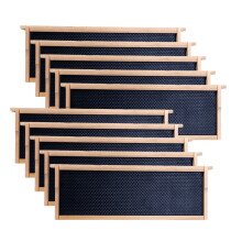 Bee Hive Frames 10 Pack Medium Super 61/4 Inch with 100% Beeswax Coated Foundation Sheets Black