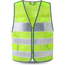 Visibility Safety Vest with Zipper, Breathable Mesh Reflective Work Vest for Construction and Night Work