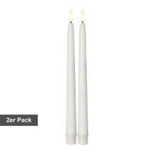 Outdoor Stabkerzen ,Flamme Slim' im 2er Set, weiß, Batterie, Timer, Fernbedienung, H 28cm