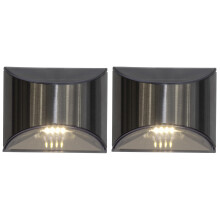 Solar-Wandleuchten ,Wally', 2er-Set, LED, Metall, silber, H 8cm, B 10cm