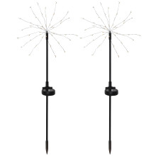 LED Solar-Leuchtstäbe ,Firework', 2er Set, LED Feuerwerk, warmweiß, 60cm, Ø25cm