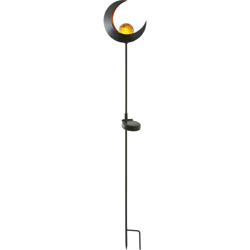 Solar-Gartenstecker ,Melilla', Mond, bernsteinfarbene Kugel mit Licht, Lichtsensor, H 85cm