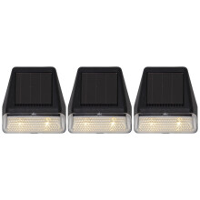 Solar-Wandleuchten ,Wally Mini', 3er-Set, Dämmerungssensor, schwarz, warmweiß, H 7,5cm, B 7cm