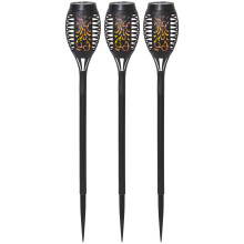 LED Solar-Fackeln ,Flame Mini', 3er Set Dämmerungssensor, Flammen-Effekt, H 40 cm