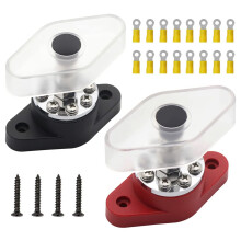 2pcs 300A 48V Heavy Duty Bus Bar Terminal Block for Marine RV Vehicle, Red and Black