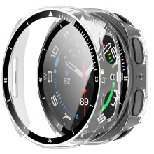 2 Pack Case for Samsung Galaxy Watch 8 40mm with Builtin Tempered Glass Screen Protector, Clear Full 360 Protection