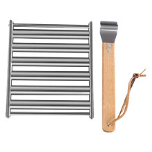 Hot Dog Roller Nonstick Sausage Grill Rack with Long Wooden Handle for Even Cooking Outdoor BBQ