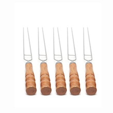 Wooden Skewers Set of 5 for Grilling and Roasting, Easy Food Turning and Even Cooking Control