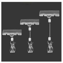 Sign Display Clip Holder 24Pack, Clear Dual Clip POP Sign Holder with 360 Rotatable Joint for Retail  Cards