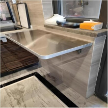 Stainless Steel Wall Mounted Folding Table 80x40cm Space Saving Drop Leaf Desk for Kitchen or Laundry