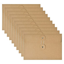 10Pcs Kraft Paper Envelopes 6.7x4.5 Inch Vintage Brown Reusable StringButton Closure for Invitations Cards Letters