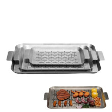 Stainless Steel Grill Topper Set 3 Pack Vegetable Grilling Pans for Outdoor BBQ with ThreeSize Flex Design