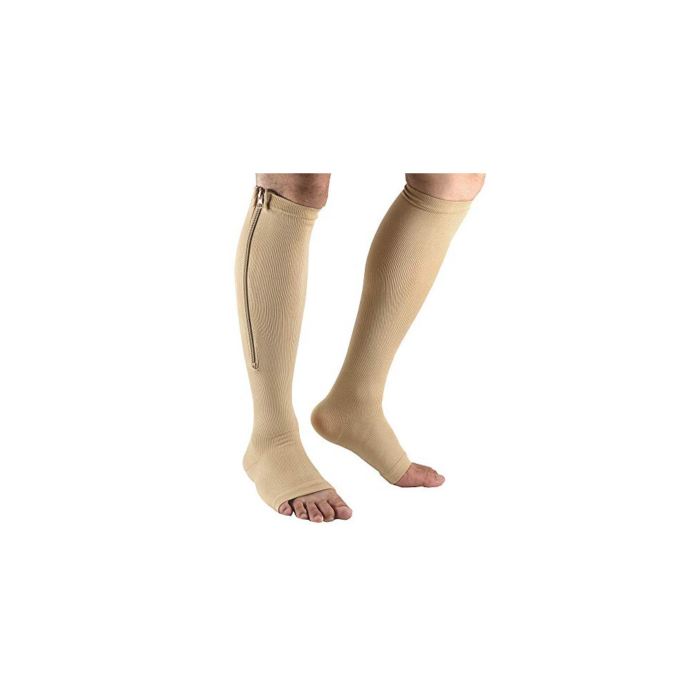 Zipper Compression Socks 1520mmHg Open Toe Graduated Support for Circulation