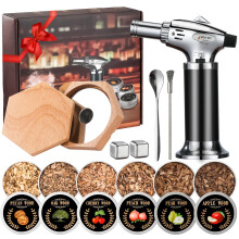 Cocktail Smoker Kit with Torch, 6 Wood Chip Flavors, Quick Smoke Infusion for Whiskey and Bourbon