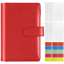 A6 Cash Budget Binder with Magnetic Buckle Closure, PU Leather Cover, Reusable Zipper Envelopes System
