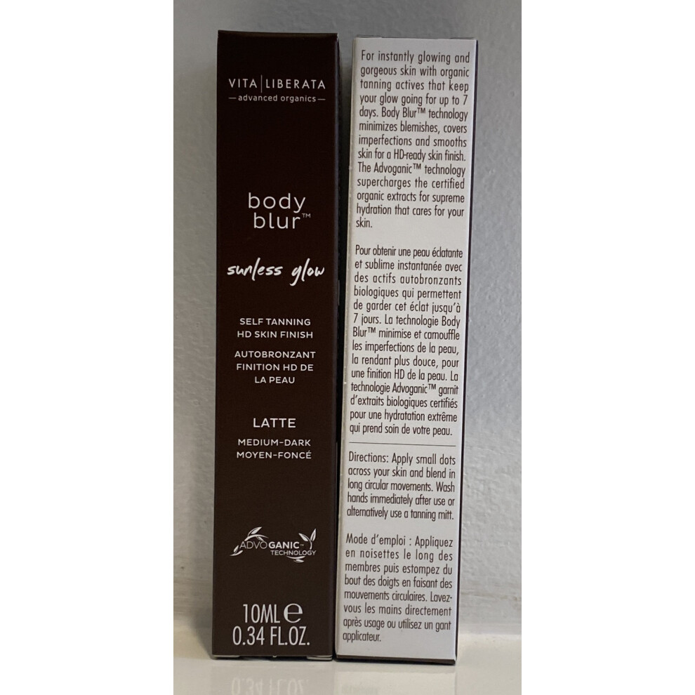 Vita Liberata 2X Body Blur Sunless Glow Self Tanning Hd Skin Finish Latte 10Ml