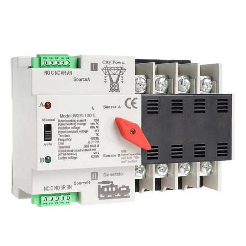 Automatic Transfer Switch 4 Pole 63A Dual Power ATS Controller 220V with Integrated Circuit Protection 2