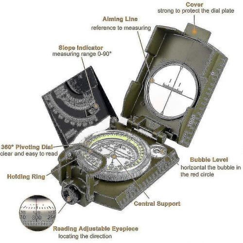 Professional Multifunctional Compass, All Metal Military Waterproof High-precision Compass 2