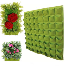 Vertical Wall Planter with Pockets, Breathable Felt Hanging Garden Bag for Herbs and Flowers, Green 2 Pocket
