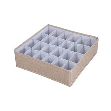 Foldable Fabric Drawer Organizer with 24 Cells for Socks Underwear and Ties, Closet Storage Box Khaki