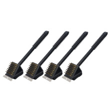 BBQ Grill Cleaning Brush Set with Black Metal Griddle Scraper, Durable Construction for Outdoor Grills