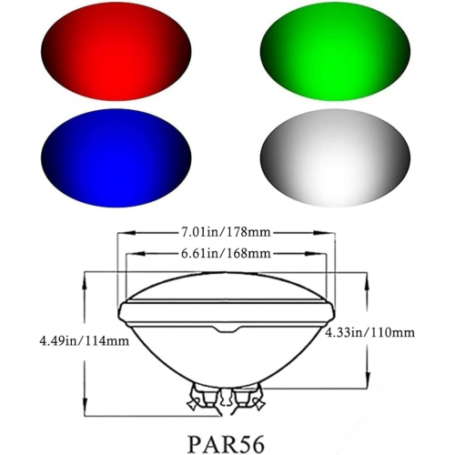 Φωτισμός πισίνας LED, 18w Par56 Rgb φως πισίνας. Υποβρύχιος προβολέας με τηλεχειριστήριο 1