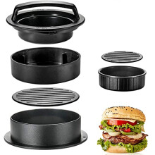 3 in 1 Nonstick Hamburger Press Burger Patty Maker with Easy Release and Uniform Patty Shape