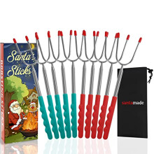 Marshmallow Roasting Sticks Set of 10, 45Inch Telescoping Stainless Steel Smores Skewers for Fire Pit and Campfire