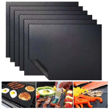 BBQ Grill Mats Set 10PCS Large Black Non Stick Heat Resistant Reusable Oven Liners for Charcoal Gas Electric Grills