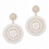 Beaded Drop Earrings Round Bohemia Hoop White 3