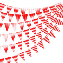 6 Pack Carnival Party Decorations Red and White Striped Pennant Banner Prestrung Circus Bunting Flags