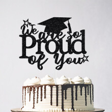 Graduation Cake Topper Black Glitter Congrats Grad 2025 Preassembled for School College Party