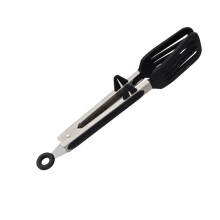 26.5cm Black Stainless Steel Kitchen Tongs with HeatResistant Silicone Tips for Cooking BBQ and Salad