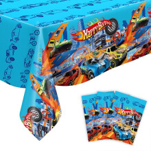 Race Car Birthday Tablecloth 3 Pack, Waterproof Disposable Table Cover for Kids Party Decor