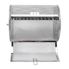 Stainless Steel Grill Basket with Movable Door, Cylinder BBQ Cage for Even Heat and Rust Resistant Outdoor Cooking