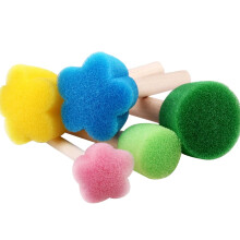 Wood Handle Foam Paint Brushes Set for Kids Art Crafts, Creative Reusable Sponge Painting Tools