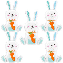 30 Inch Large Easter Bunny Foil Balloons, Cute Rabbit with Carrot Mylar Balloons for Easter Party, Baby Shower and Birthday Decorations