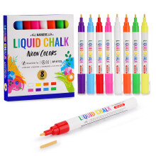 Liquid Chalk Markers 8 Colors Dual Tip Wipeable Chalk Pens for Blackboard Glass and Kids Drawing