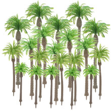 20Pcs Miniature Palm Trees with Realistic Flexible Fronds, Plastic Model Scenery Trees for Dioramas Crafts and Train Layouts