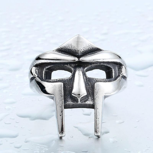 (11）Doom Mask Gladiator Style Ring Metal Silver Stainless Size 7-14 Size 2