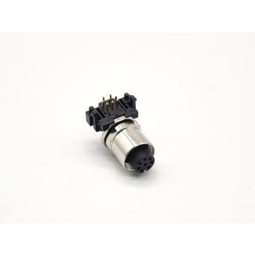 M12 8 Pin Female ACode Panel Mount Connector, Waterproof Right Angle Receptacle for PCB Secure Connection 1