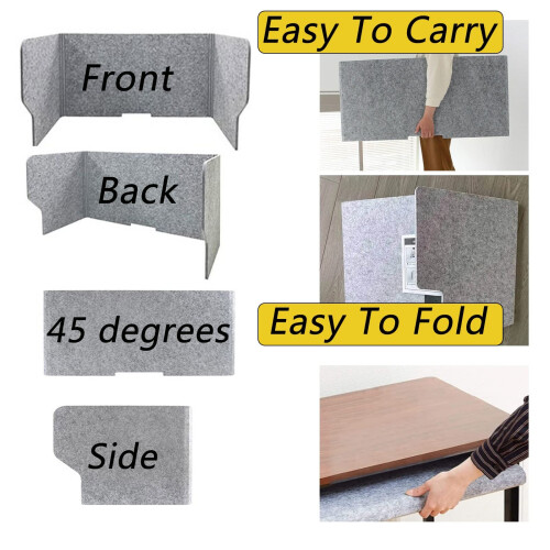 Foldable 3 Panel Desk Privacy Panel Divider for Home Office, Polyester Noise Reduction, Easy Clean 2