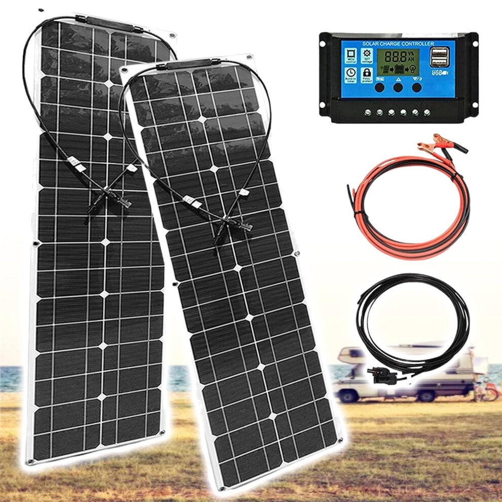 200W Rv Solar Panel Kit With 40A Smart Controller, Flexible Monocrystalline Panels For Caravan Roof 9351714711906