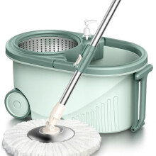 Hands Spin Mop with Rotating Bucket, Adjustable Telescopic Handle, Stainless Steel Home Cleaning Set