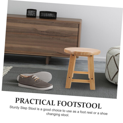 Wood Step Stool Solid Wood Stability Small Wooden Step Stool for Bathroom and Kids Sink 2