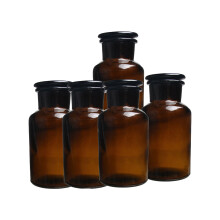 Limei250ml Lab Bärnstensfärgad Glasreagensflaska Bred Munstycke Brun Kolv